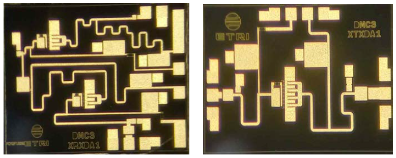 X 대역 수신 및 송신 DA MMIC 사진