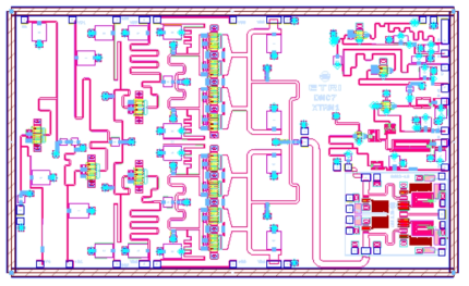 X 대역 One-chip MMIC 레이아웃(크기 : 6.0mmX3.6mm)