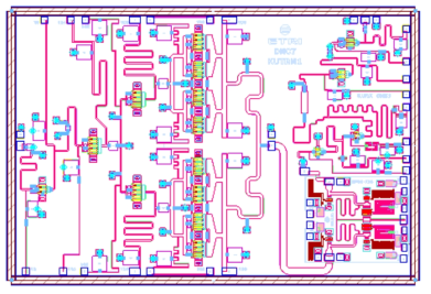 Ku 대역 One-chip MMIC 레이아웃(크기 : 5.4mmX3.6mm)