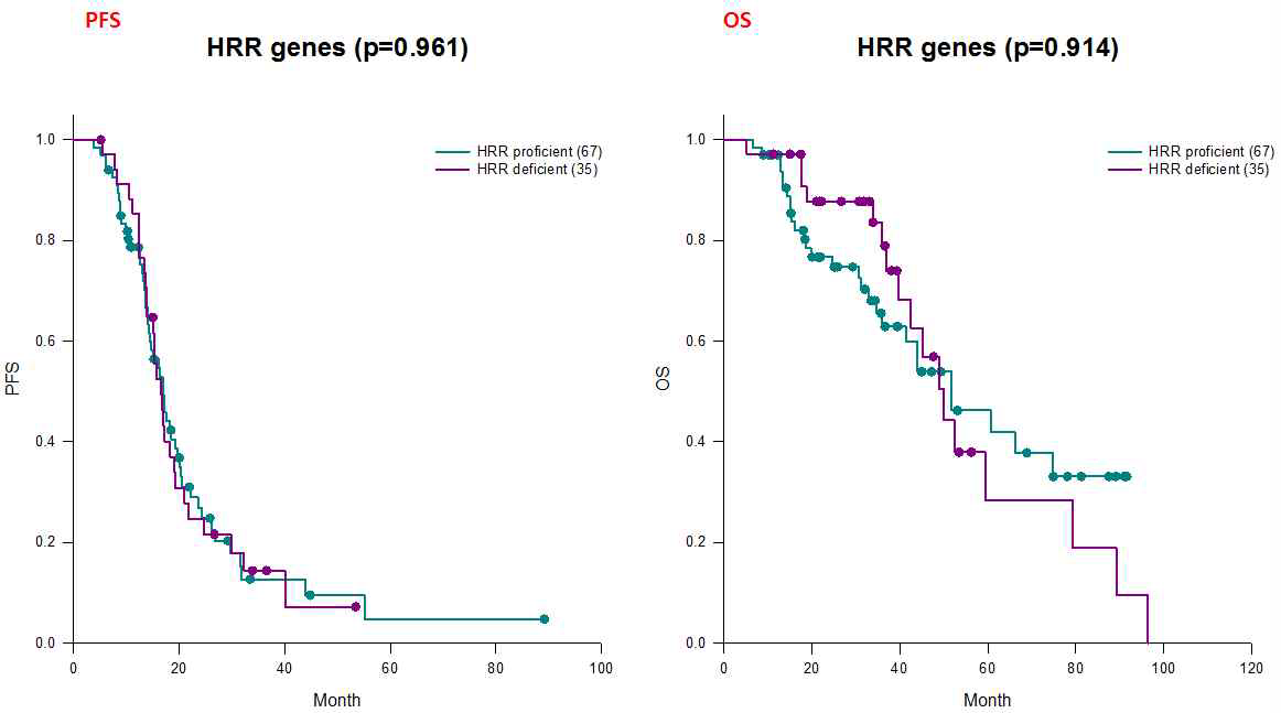 HRR gene mutation에 따른 생존률