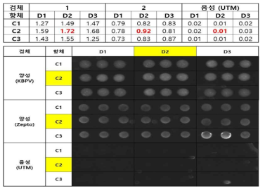 Parainfluenza 2형 유의성 실험 결과