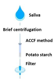 타액 샘플에서 아밀라아제를 제거하는 방법인 ACCF system 모식도