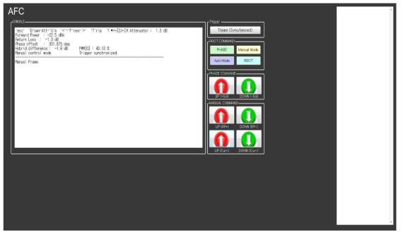 RF 주파수 제어장치 표적 프로그램 실행 화면 (메뉴얼 모드)