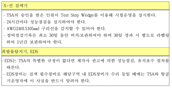 TSA의 장비 운용규정