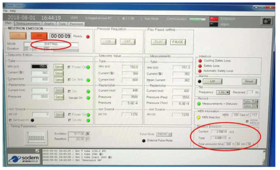 중성자 발생 중 프로그램 및 장치 작동