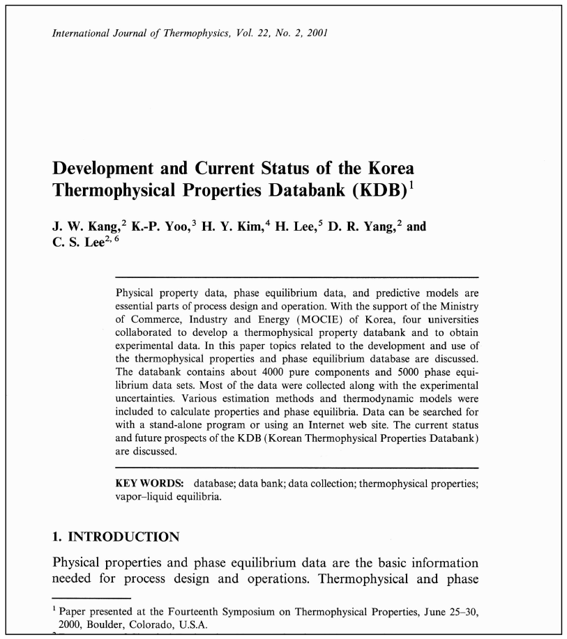 해외 학술지에 발표된 물성데이터베이스(KDB) 관련 논문