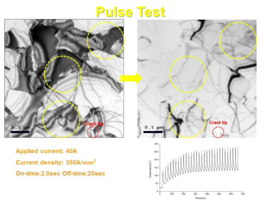 전류 pulse test에 의한 내부조직 변화
