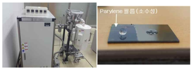 Parylene 증착장비 와 w/wo parylene 필름