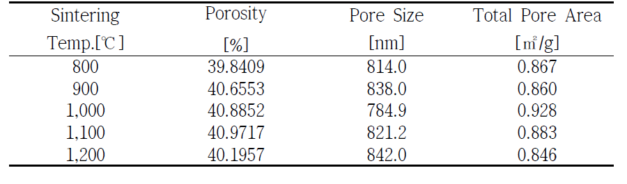 다공성 지지대 porosity 분석결과