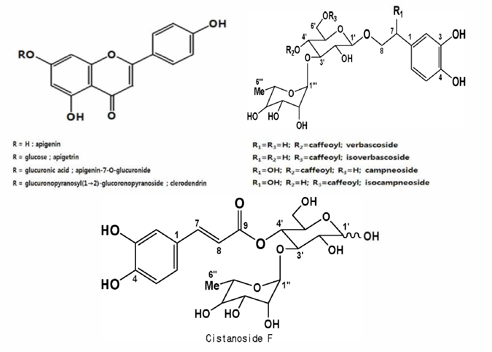 Chemical structures of isolated compounds