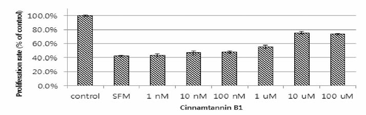 Effect of cinnamtannin B1 on the viability of ADSCs