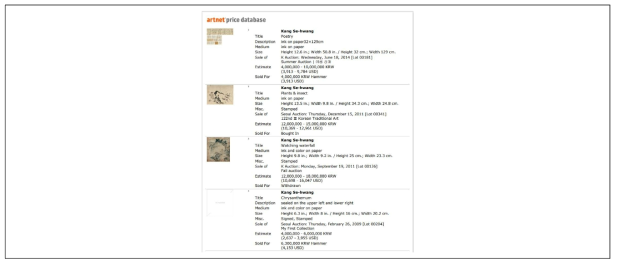 ARTNET 수집 결과