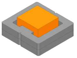 축소형 3-Level 부스트 컨버터의 인덕터(LB) 형상 (Mega-Flux 재질, W/D/H=126/121/35mm, 부피 : 533,610[mm3]