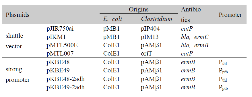 Shuttle vectors and strong promoters