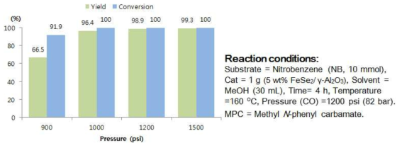 반응 압력에 따른 촉매 활성 결과