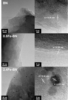 제조된 BN과 Fe-BN 촉매의 TEM image