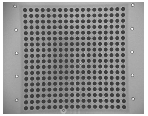 X-ray Microphotograph of BGA Solder Ball Array (U5 Component) Obtained after Manufacturing PCB Specimen