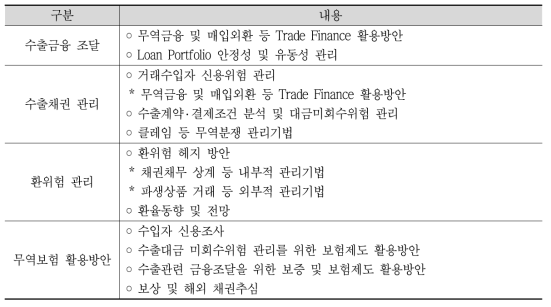 한국무역보험공사 주요 컨설팅 분야