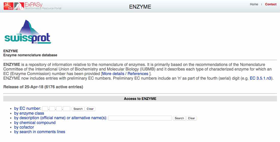 효소활성 확인을 위한 ExPASy database