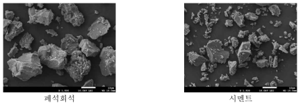 폐석회석의 입형 (시멘트와 비교)