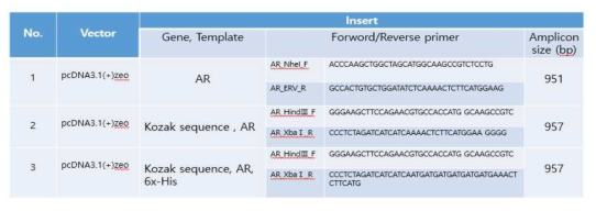 Aldose reductase 유전자를 클로닝하기 위한 primer 정보