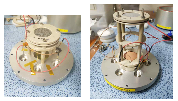 (왼쪽) 12 mm ionization region의 MICROMEGAS 검출기 (오른쪽) 100 mm ionization region의 MICROMEGAS 검출기