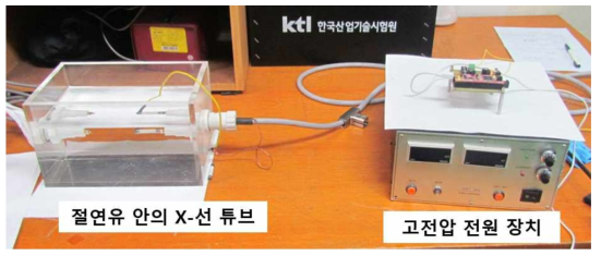 X-선 튜브에 60 kV 인가 실험