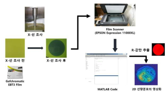 Gafchromic EBT3 필름을 이용한 선량분포 영상화 과정