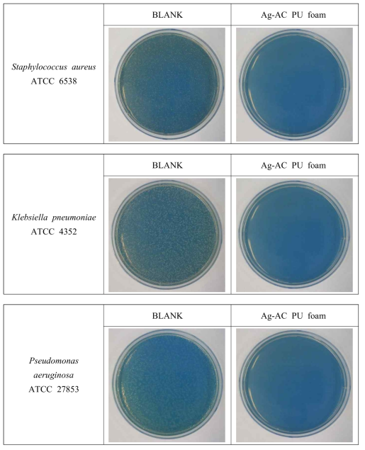 Anti-microbial activity of Ag-AC PU foam