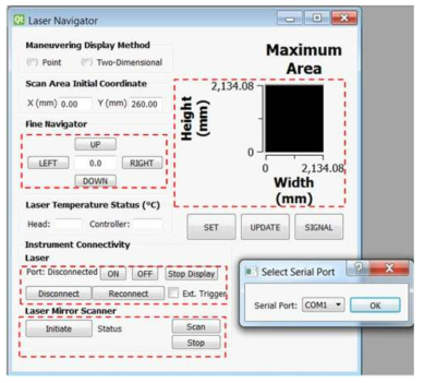 Laser navigator sub-window