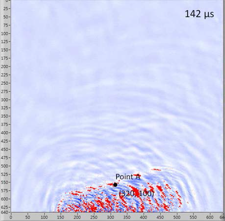 Laser shock wave propagation Imaging based on the time delay 10 μs at the snapshot of 142 μs