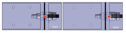 Experimental setup for pyroshock reduction study according to explosion position