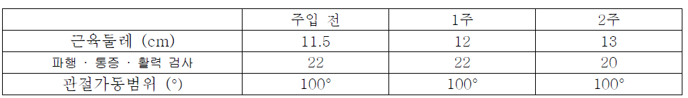 지방유래줄기세포 주입 환견에서 무릎관절의 기능적 평가 결과