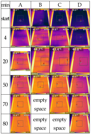 2차 시험 열화상 (가열판 표면 50℃→시험편 표면 50℃→시험편 표면 상온)