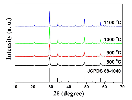 합성온도에 따른 XRD 회절피크