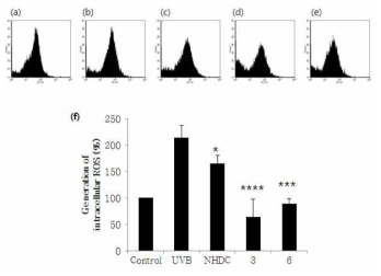 Effect of NHDC and NHDC derivatives on ROS production in UVB-irradiated HDF