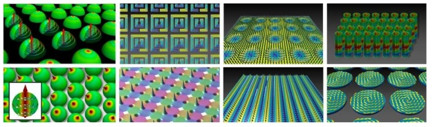 자성체로 이루어진 나노 크기의 다양한 스핀-메타 구조의 예