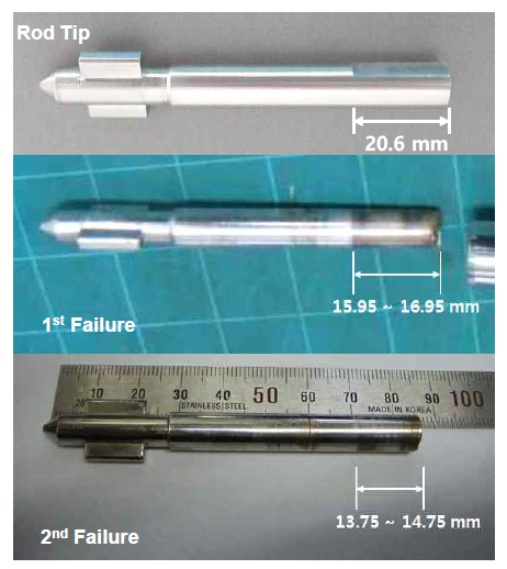 절단된 rod tip 길이 비교