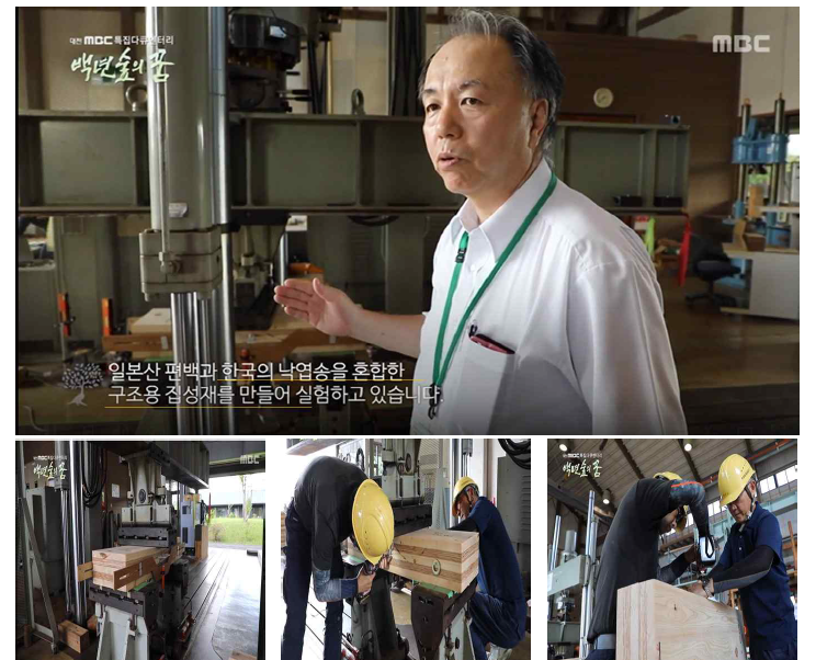 일본 미야자키목재이용센터 Ply Core CLT 연구 소개 (출처 : MBC 다큐멘터리 특집 “백년 숲의 꿈”)