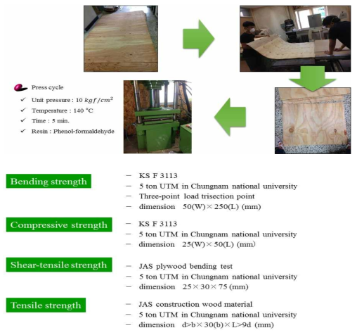 합판제조공정 및 강도실험 규격