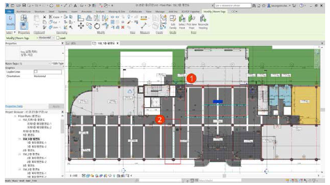 Revit 공간 확인 화면