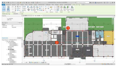 Revit 공간 확인 화면