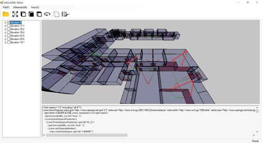 IndoorGML 변환 결과(분할된 공간 표시)
