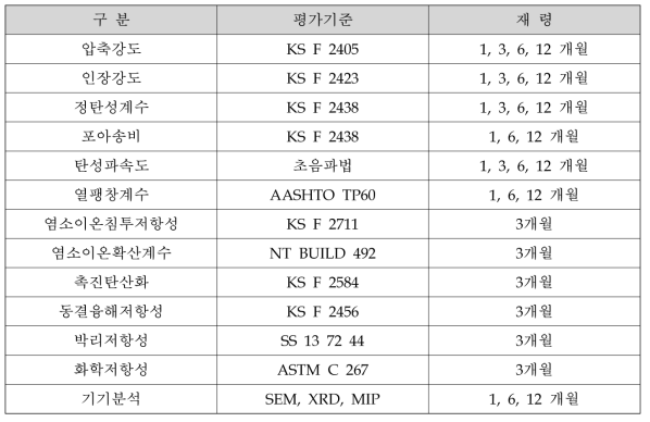 촉진양생 콘크리트의 장기강도 및 내구성을 평가 범위