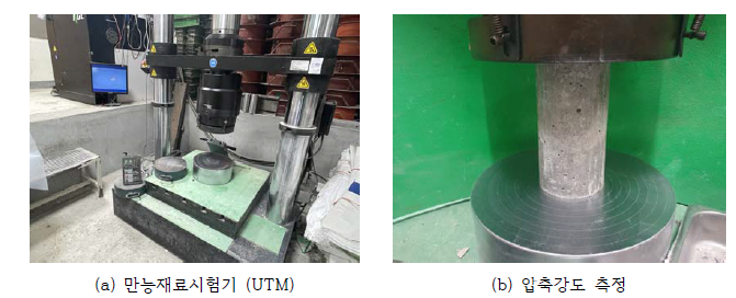 콘크리트 압축강도 시험 전경