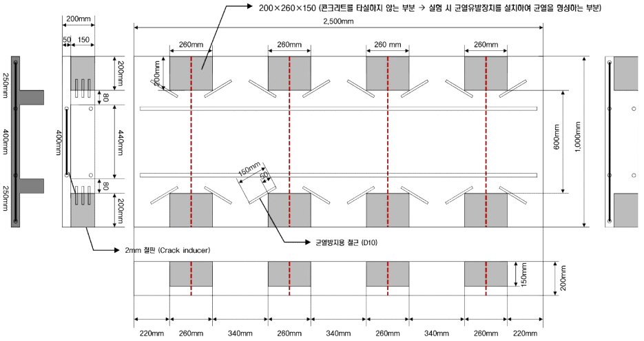 균열 콘크리트 실험체 도면