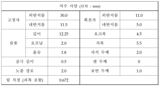 BLDC 해석 모델 치수 사양