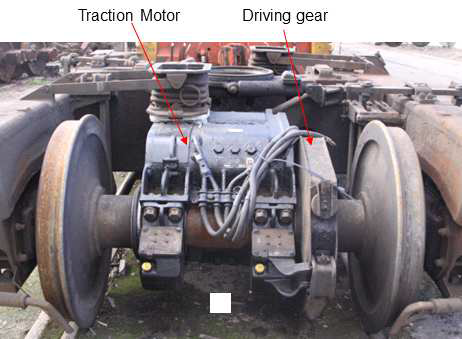 기관차 견인전동기 및 감속기 배치