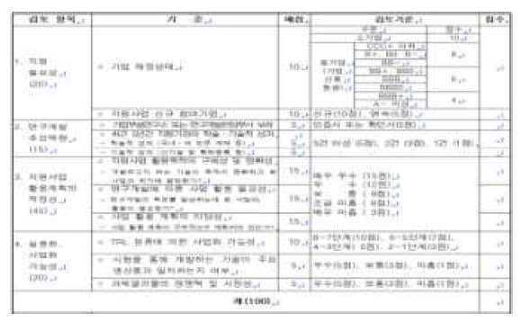 2,000만원 초과 선정평가 항목