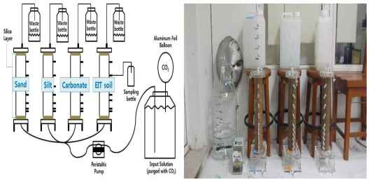 칼럼실험 모식도와 실제 구축된 칼럼